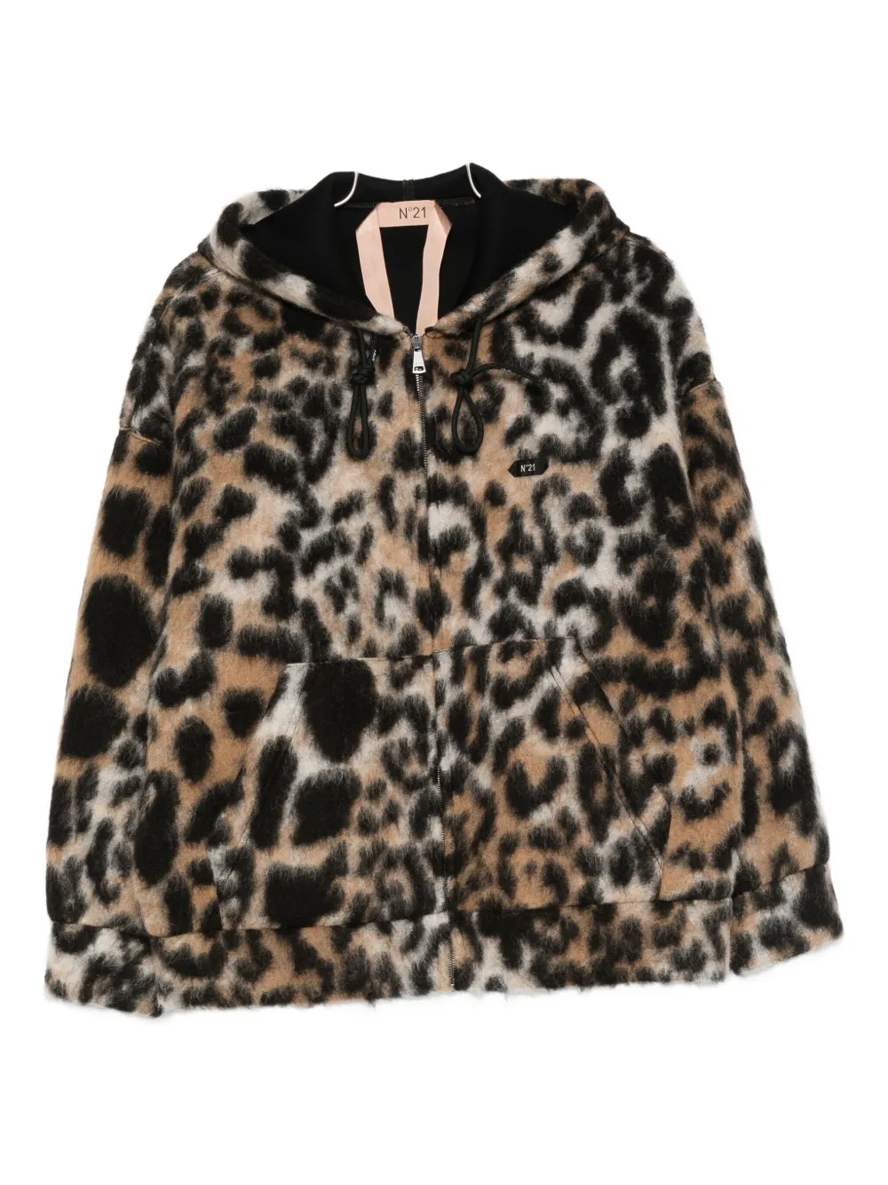 N°21 Leopard-print Hooded Coat In Brown