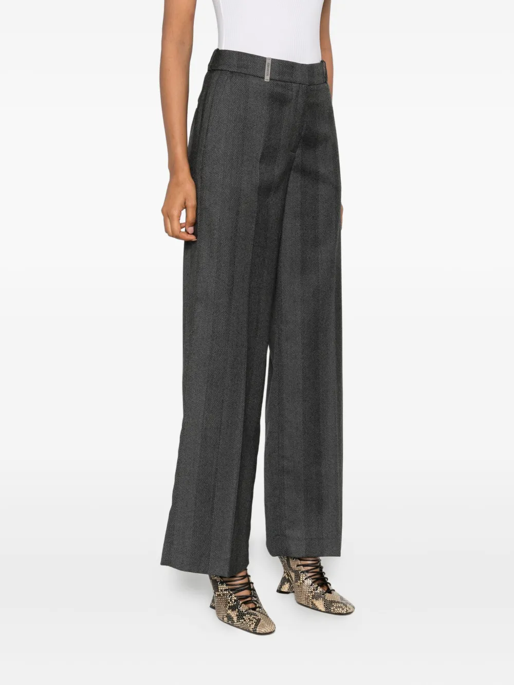 Peserico Herringbone Trousers In Gray