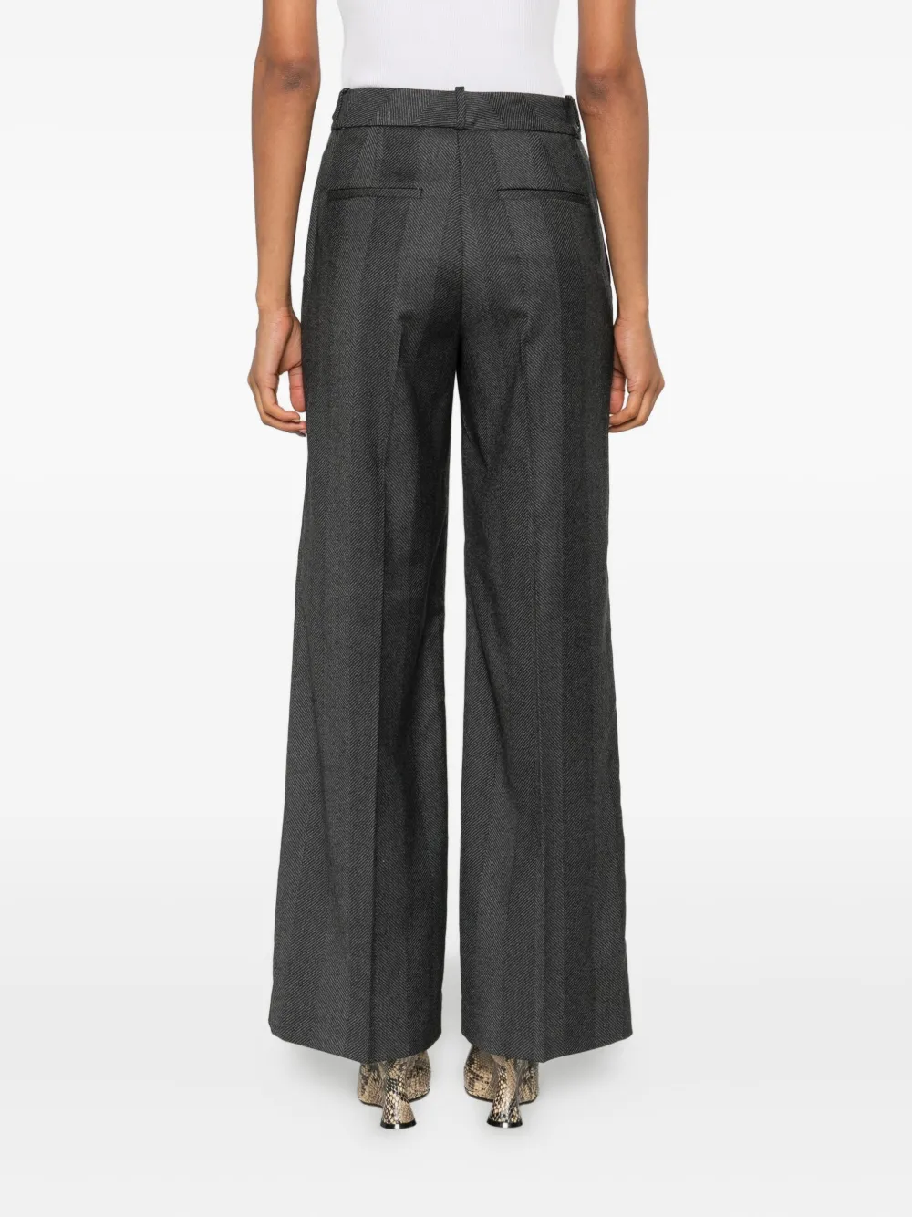 Peserico Herringbone Trousers In Gray
