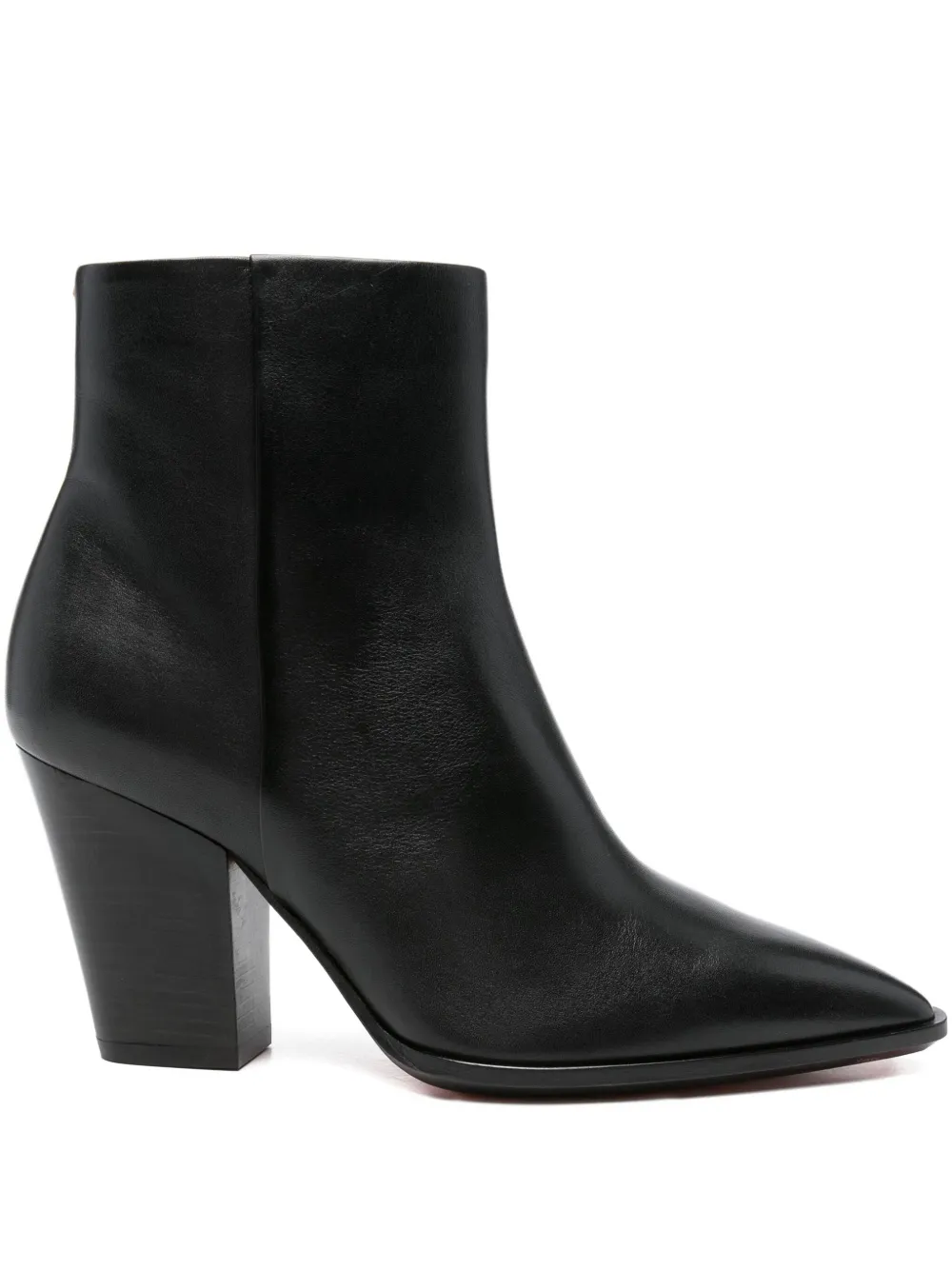 Santoni Pointed-toe Block-heel Boots In Black