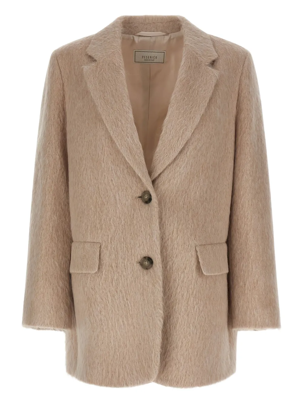 Peserico single-breasted flap-pocket blazer Beige