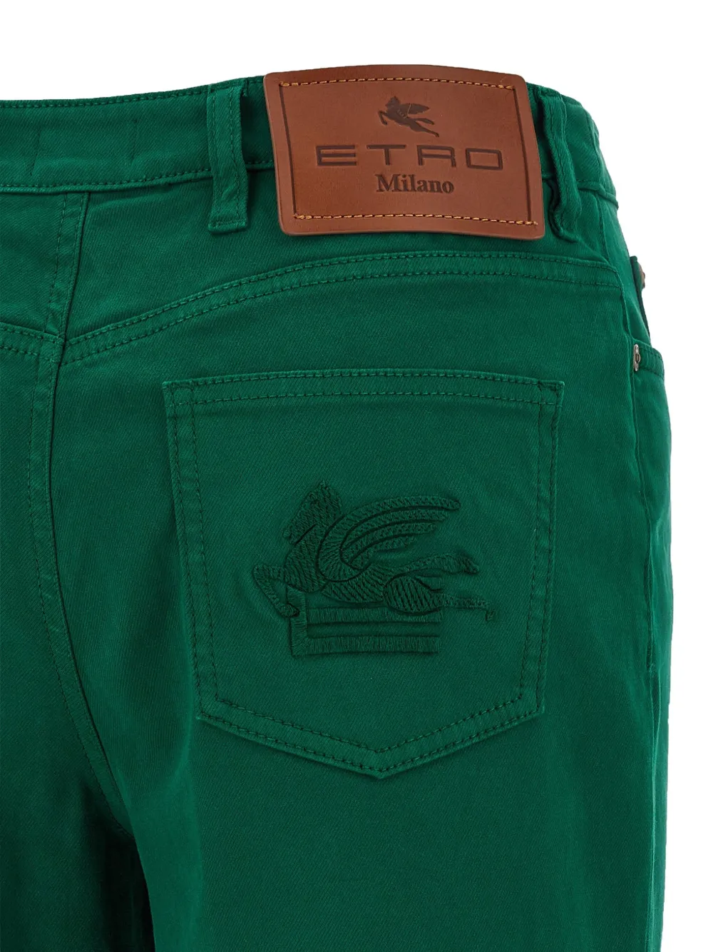 ETRO embroidered-logo back-patch trousers Groen
