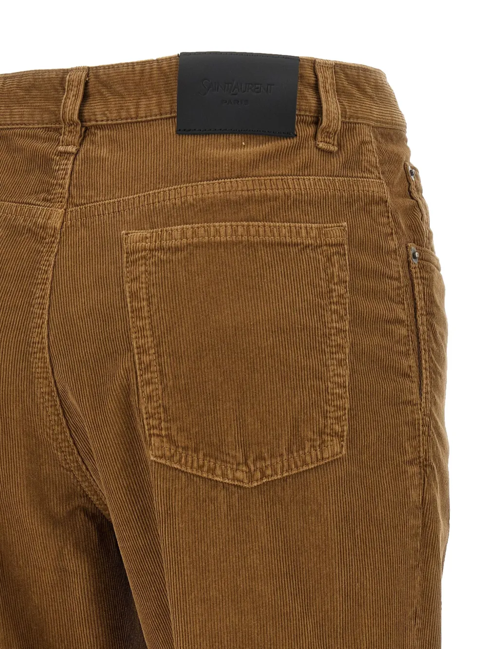 Saint Laurent pleat-detail corduroy trousers Bruin