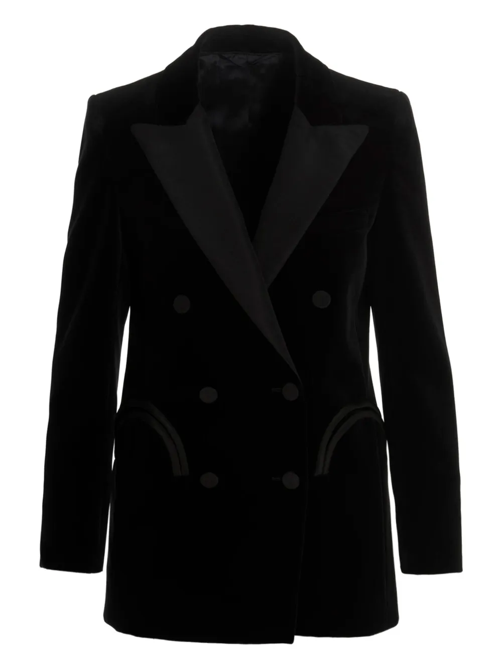 velvet double-breasted blazer