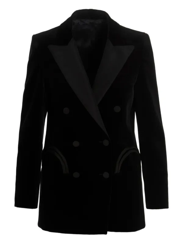 BLAZÉ Milano Velvet Double-breasted Blazer in Black