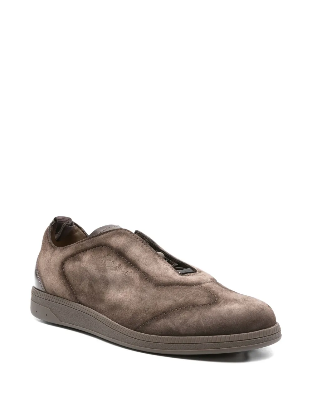 Santoni leather slip-on sneakers Brown