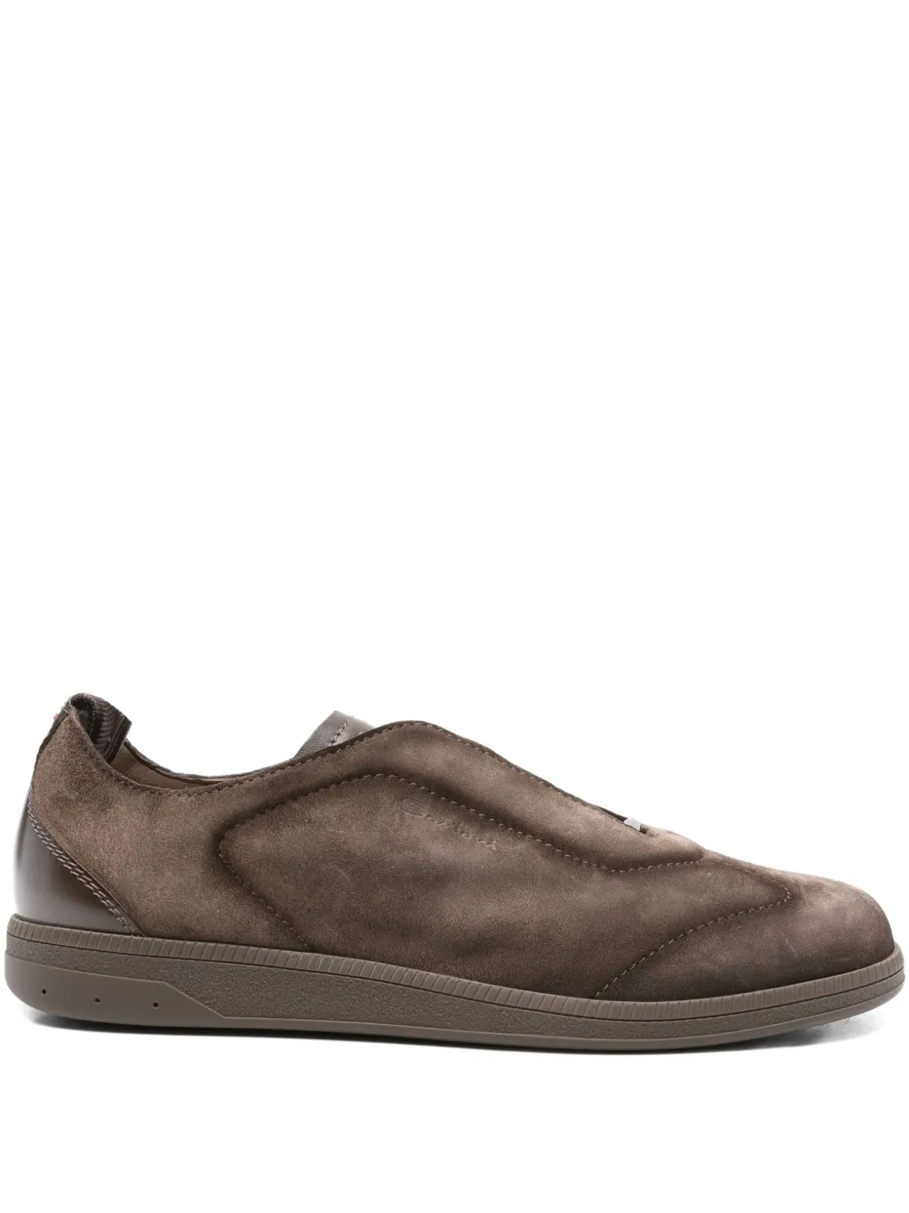 Santoni leather slip-on sneakers Brown