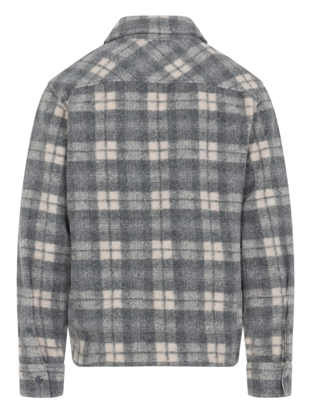 Moncler checked-print zip-up shirt jacket Grijs