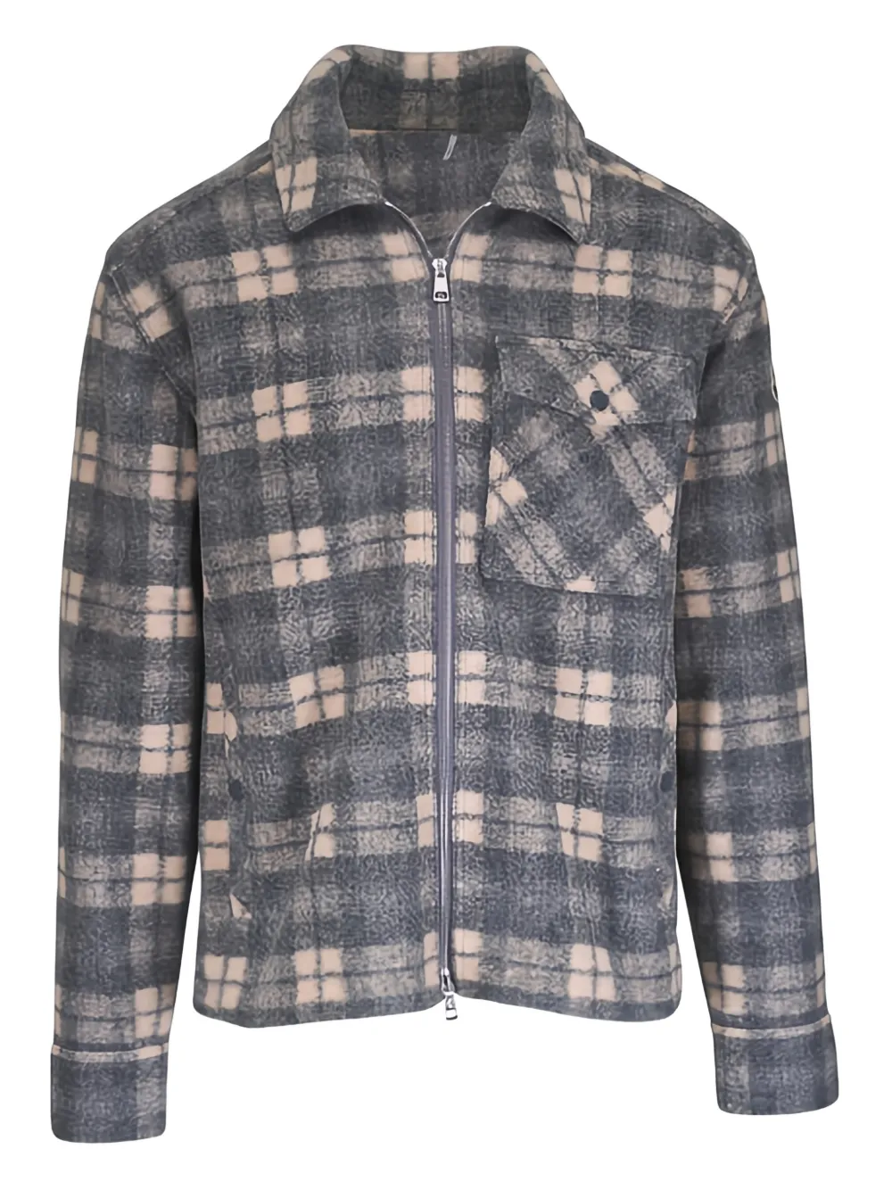 Moncler checked-print zip-up shirt jacket | Grey | Image 1