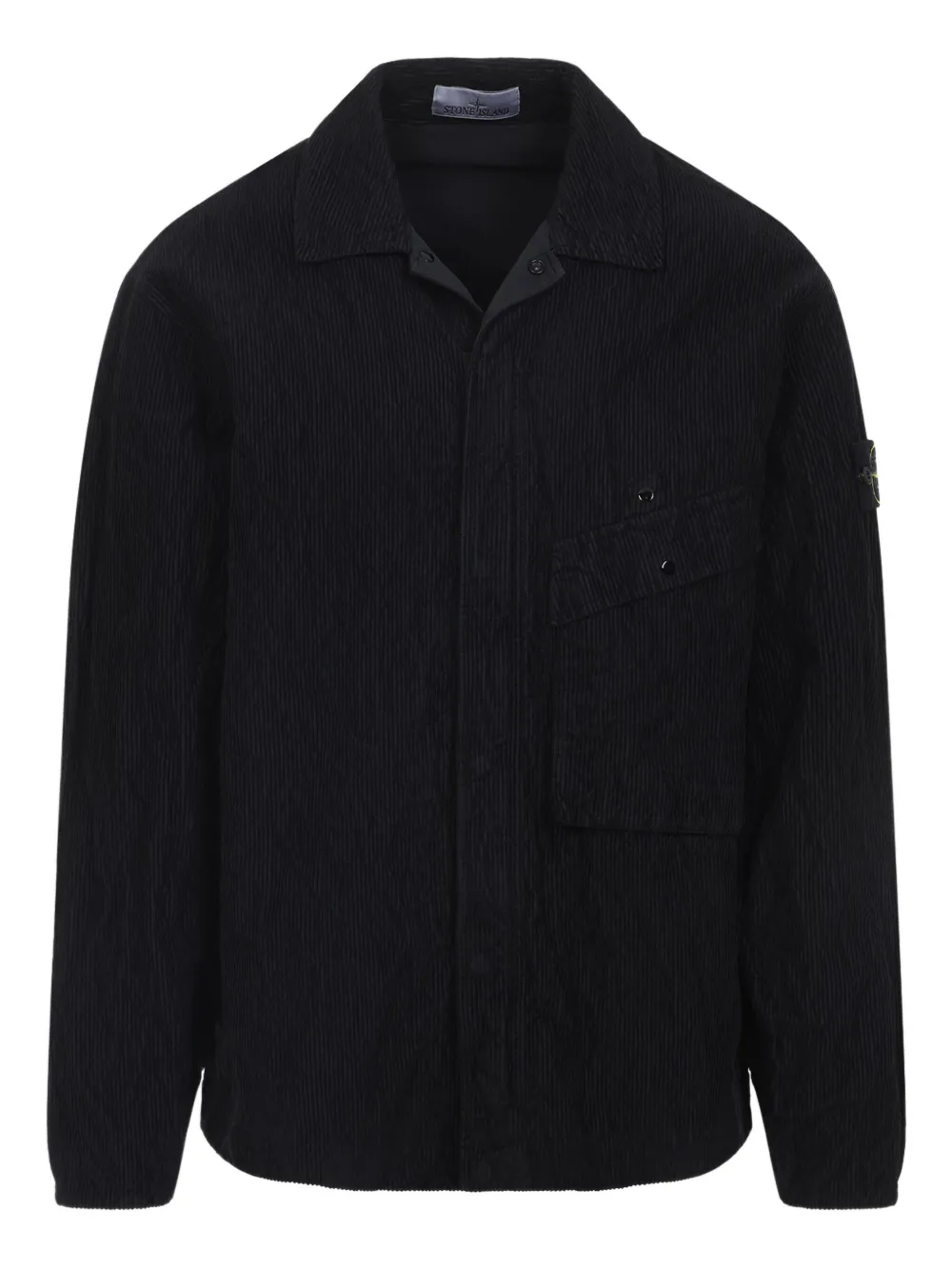 Stone Island corduroy patch-pocket shirt Zwart