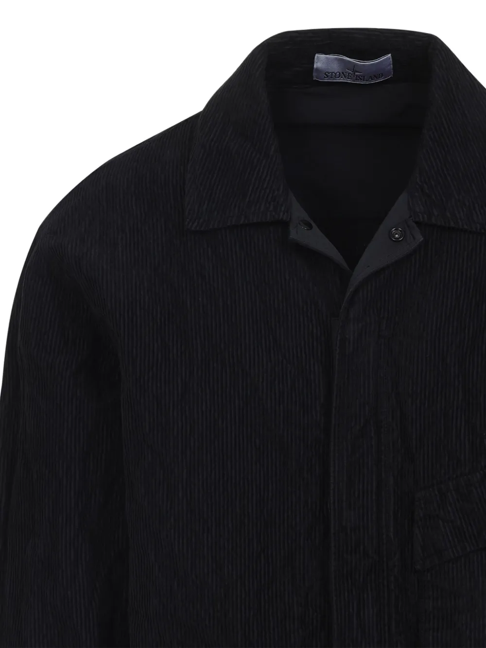Stone Island corduroy patch-pocket shirt Zwart
