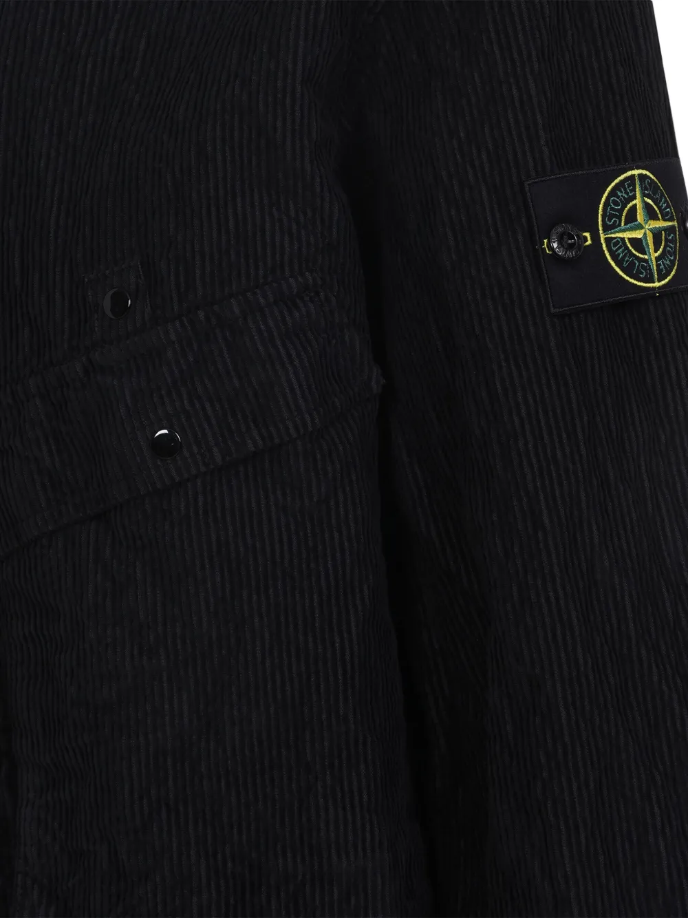 Stone Island corduroy patch-pocket shirt Zwart