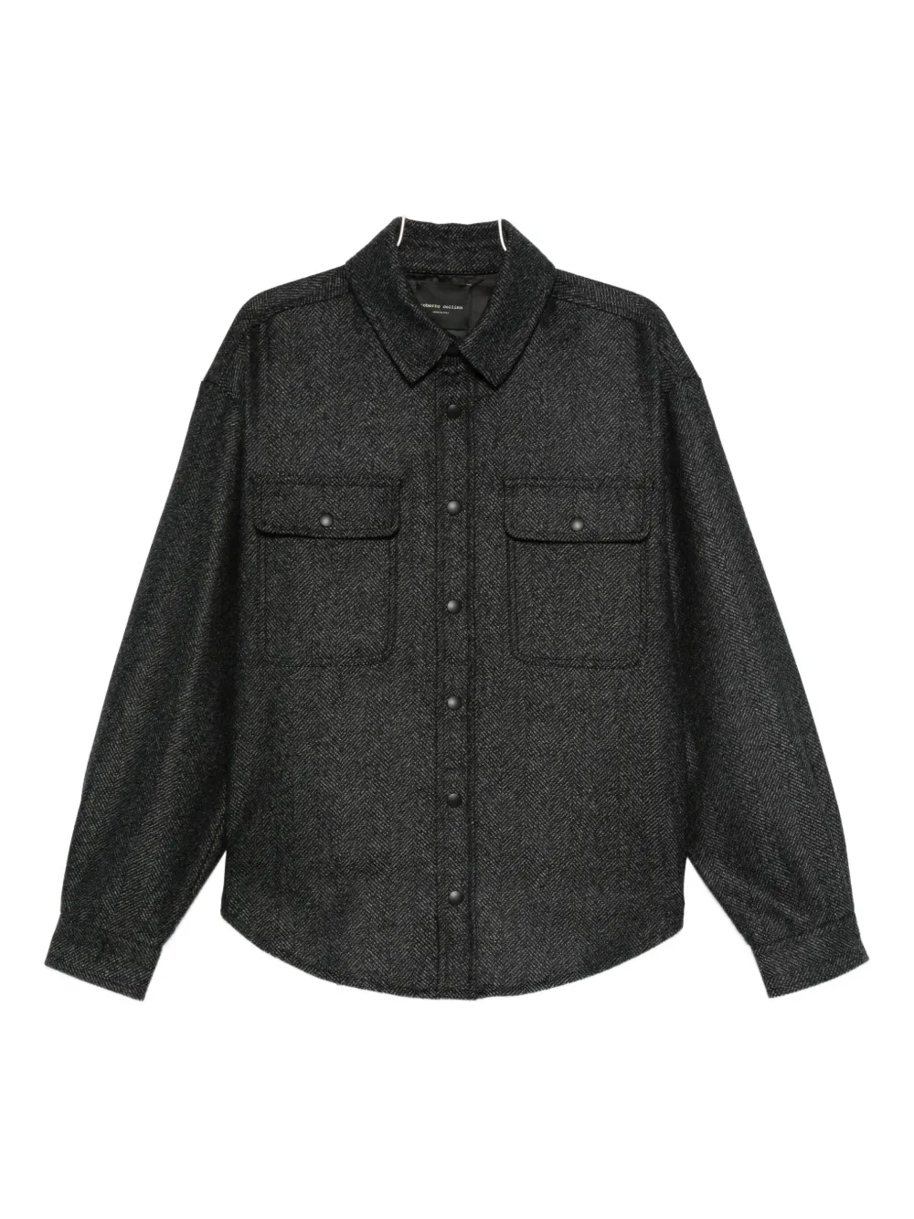 Roberto Collina herringbone-pattern chest-pocket shirt | Grey | Image 1