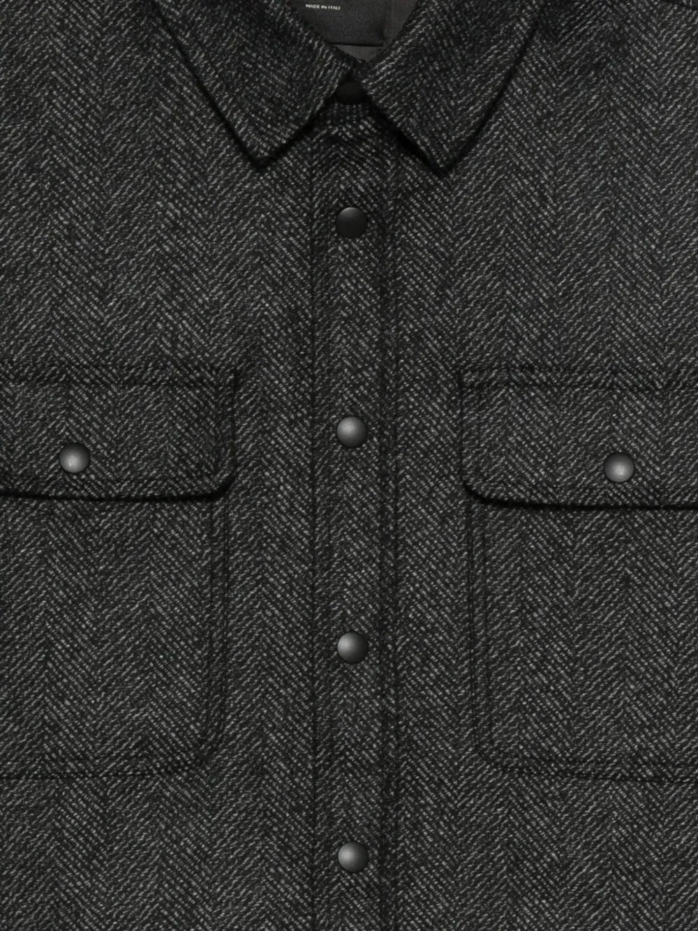 Roberto Collina Herringbone-pattern Chest-pocket Shirt In Black