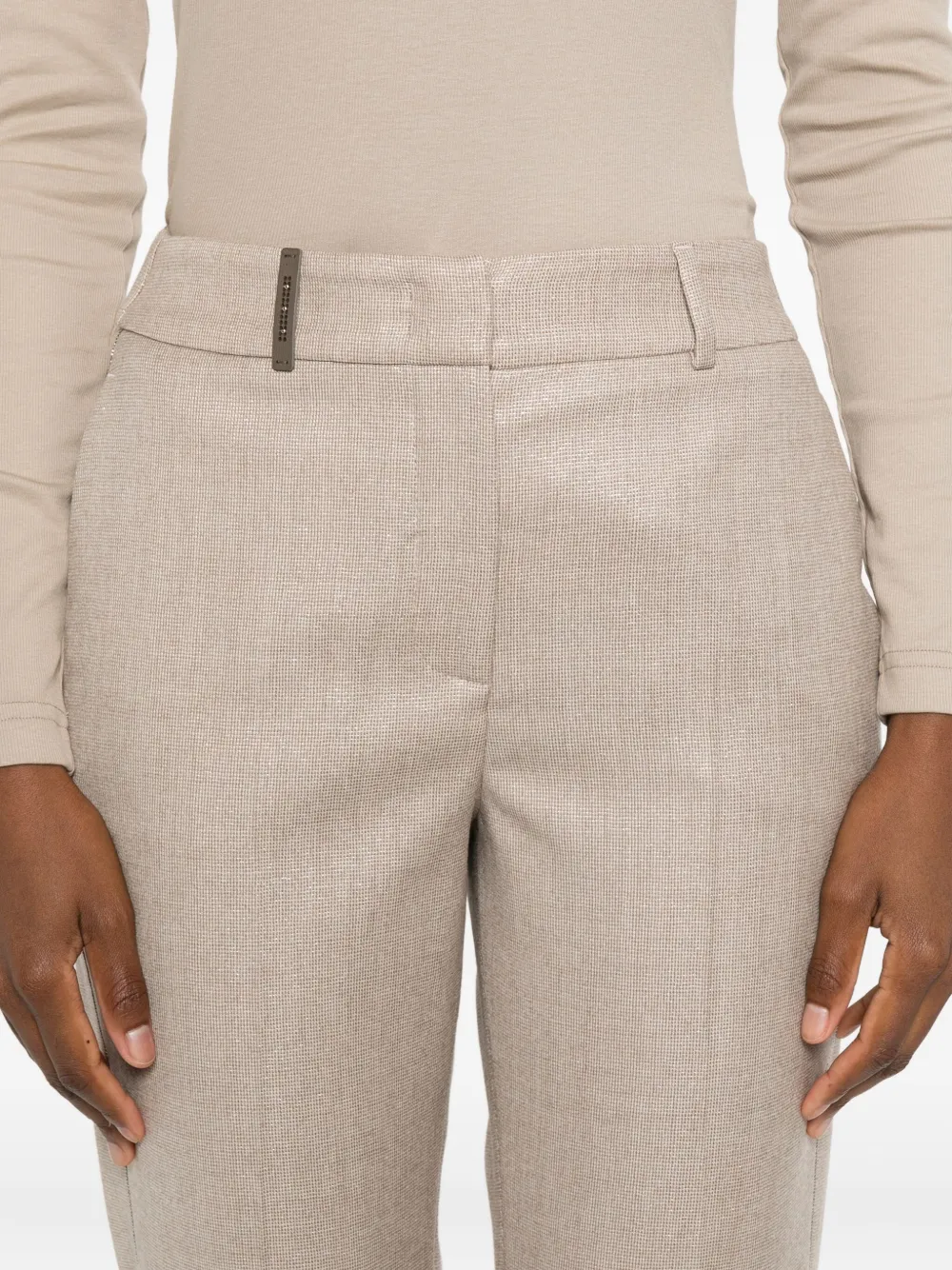 Peserico Tailored Beige Trousers With Cuffed Hems In Neutral
