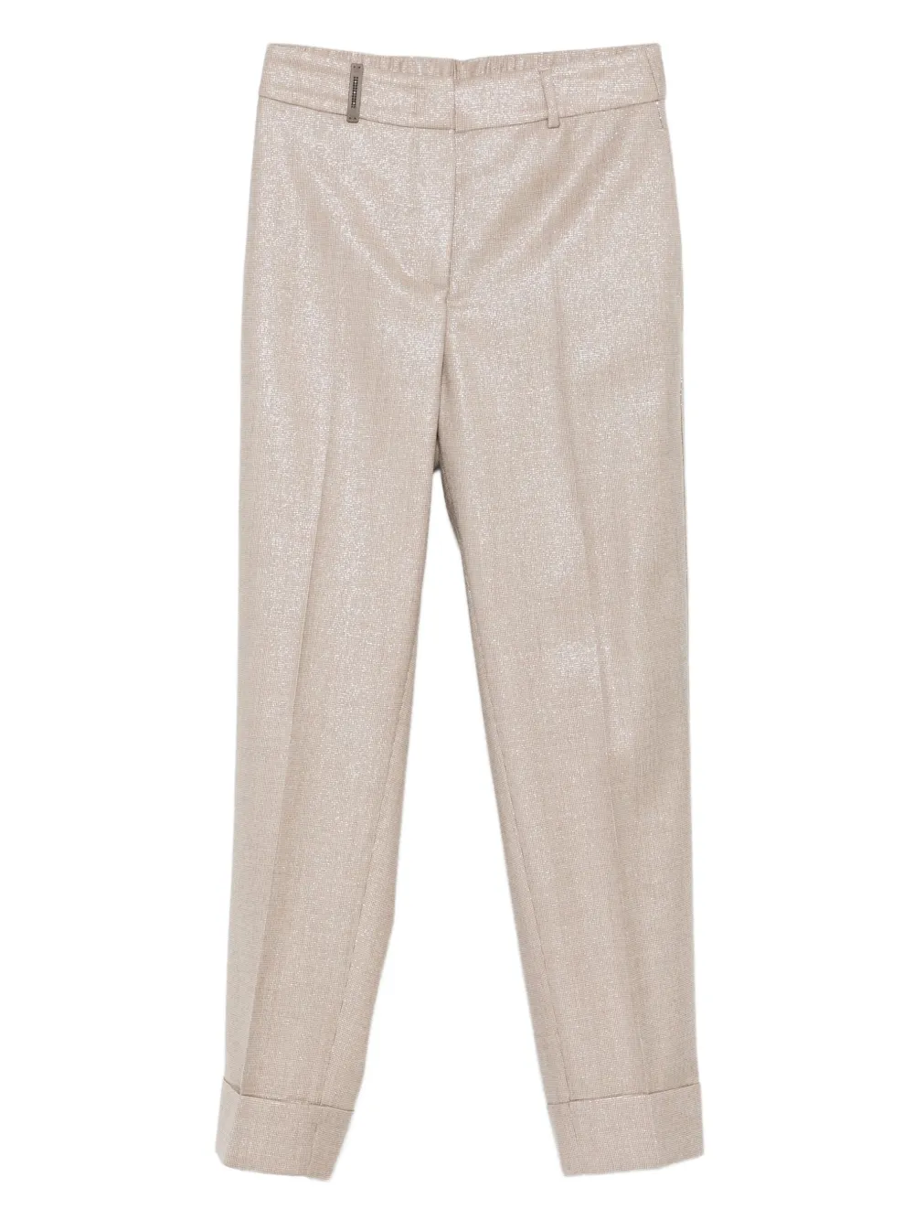 Peserico Metallic-detail Cuffed Trousers In Neutral