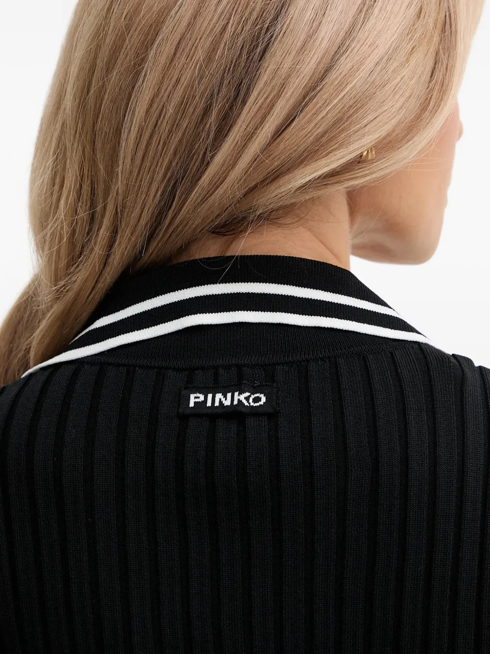 PINKO Top met geribbelde kraag Zwart