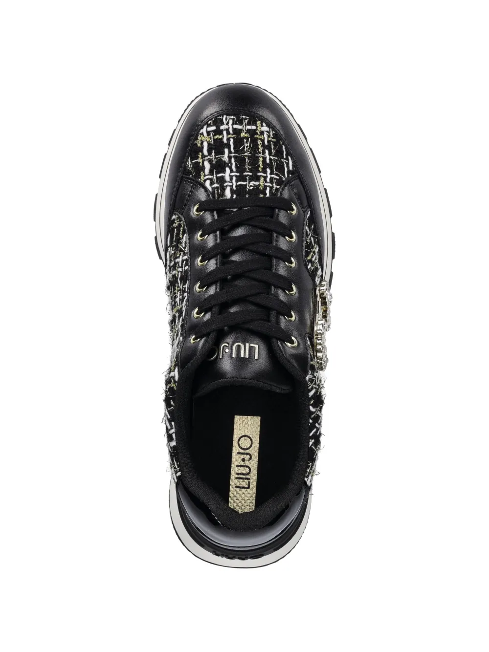 LIU JO Tweed sneakers met kristallen applicatie Zwart