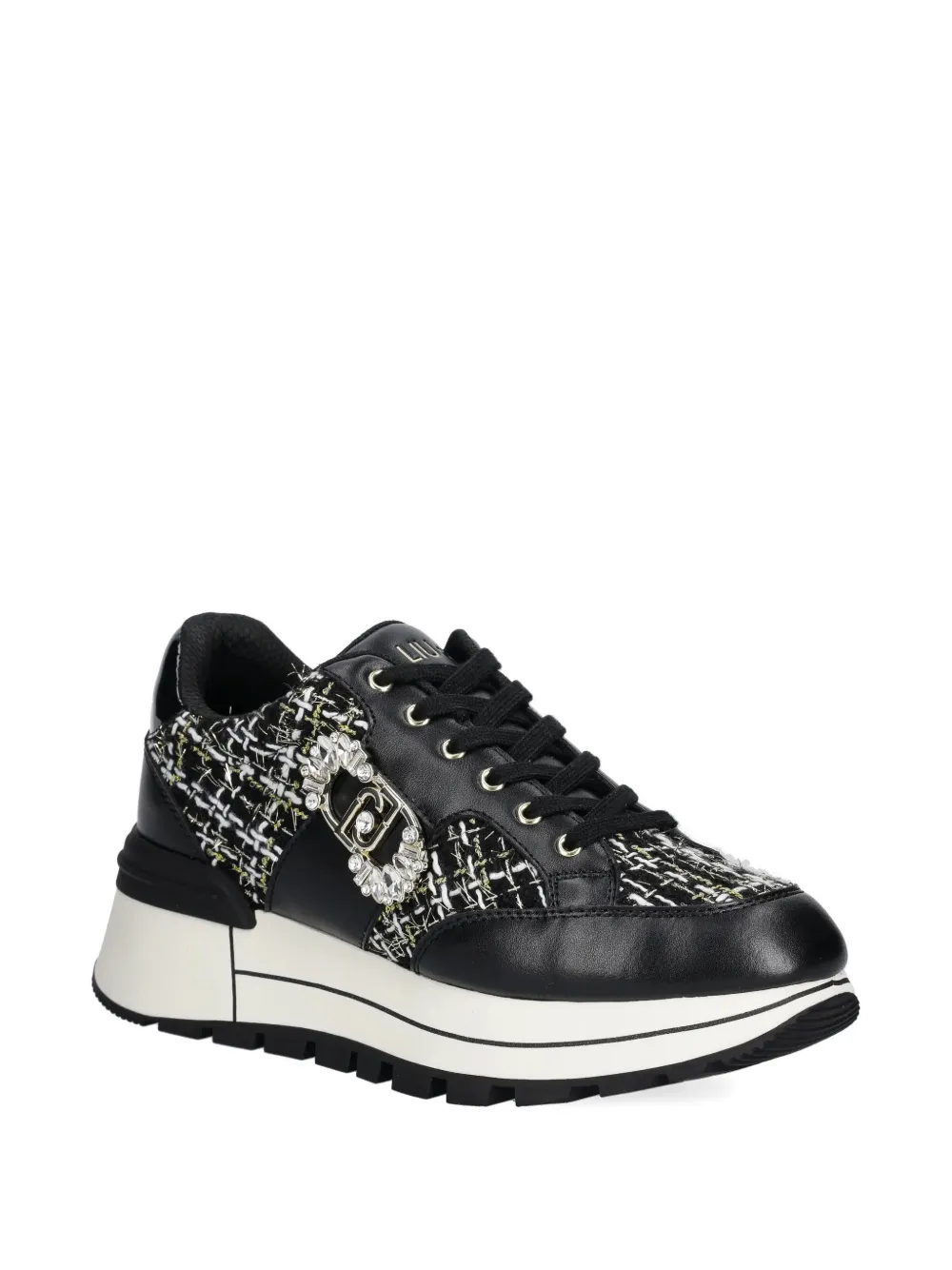 LIU JO Tweed sneakers met kristallen applicatie Zwart