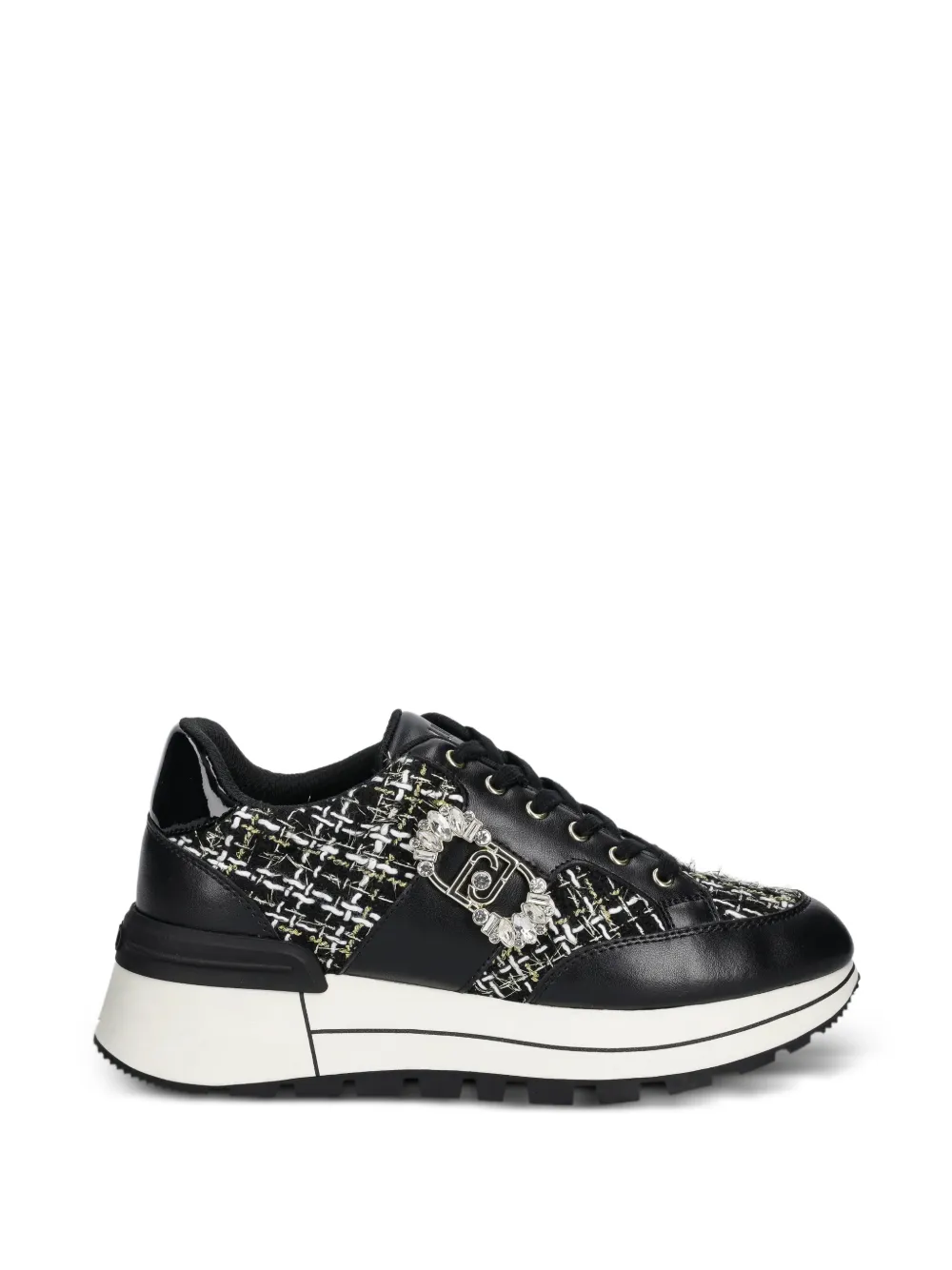 LIU JO Tweed sneakers met kristallen applicatie Zwart