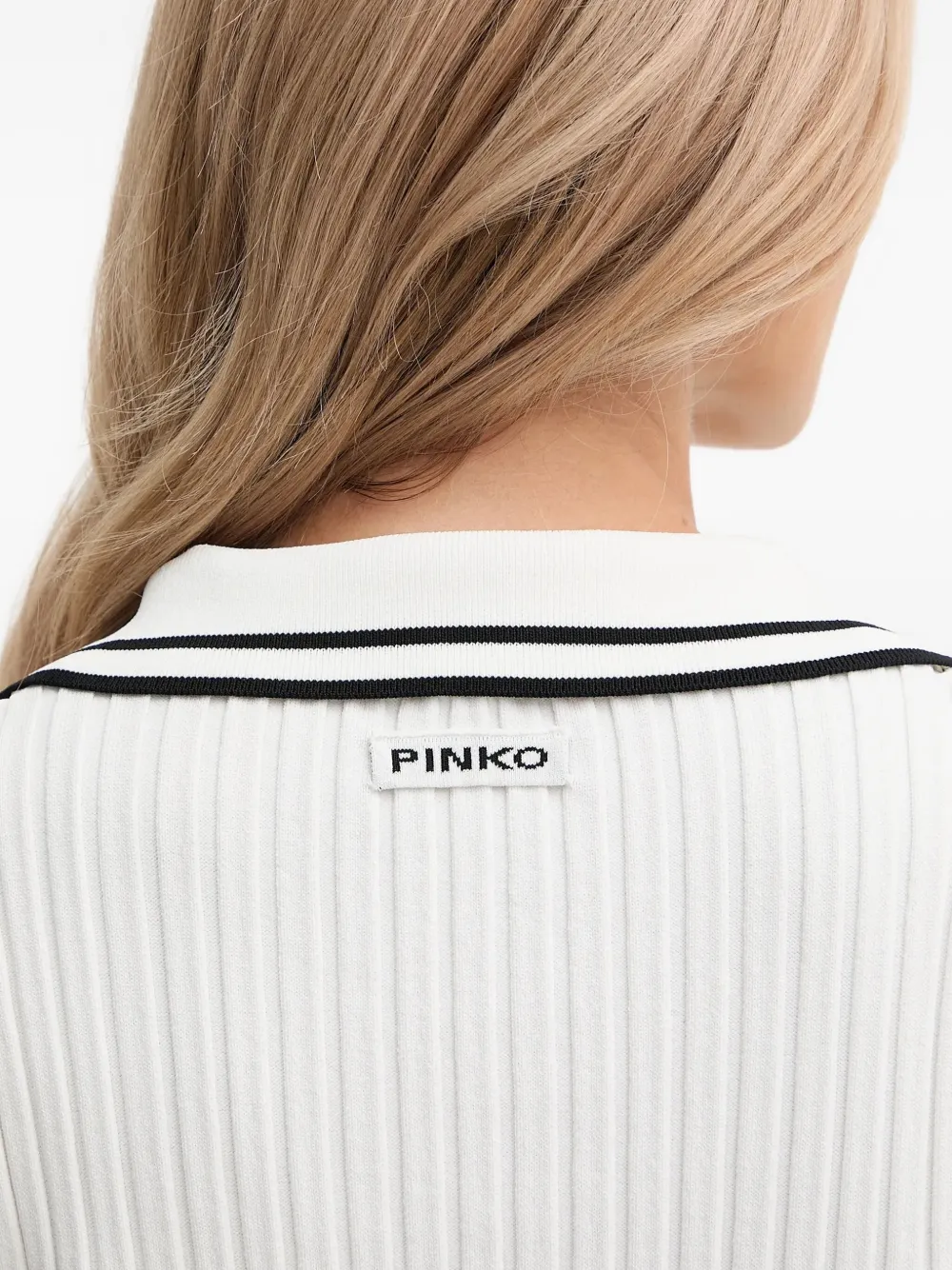 PINKO Top met geribbelde kraag Wit
