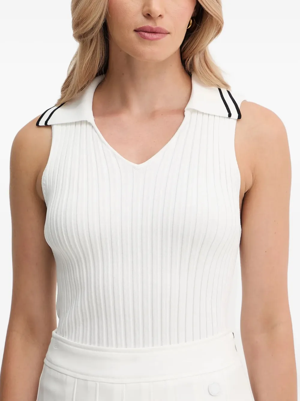 PINKO Top met geribbelde kraag Wit