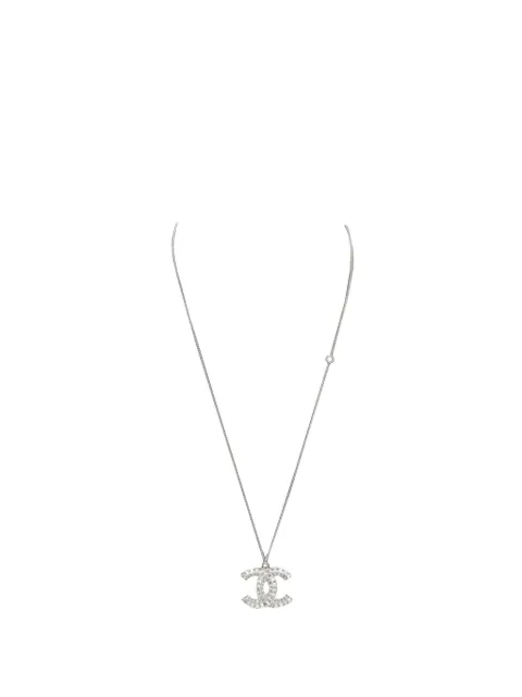 CHANEL Pre-Owned 2011 CC verzilverde halsketting met hanger en stras