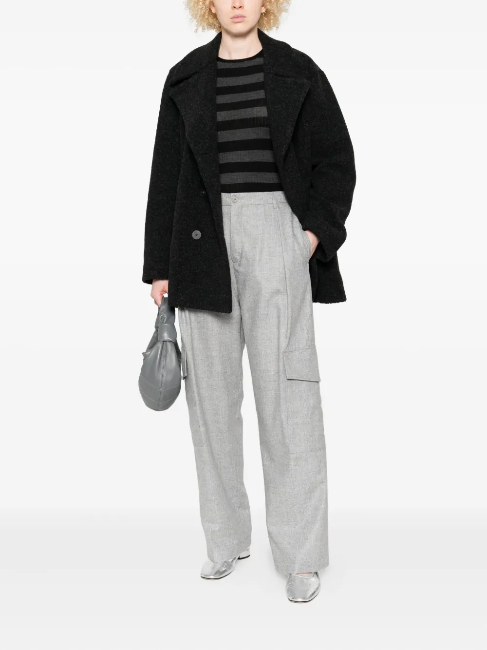 Harris Wharf London Double-breasted Wool Coat In Black
