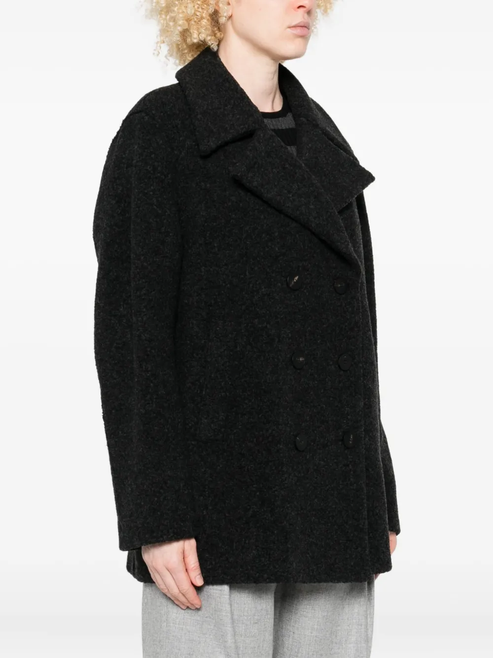 Harris Wharf London Double-breasted Wool Coat In Black