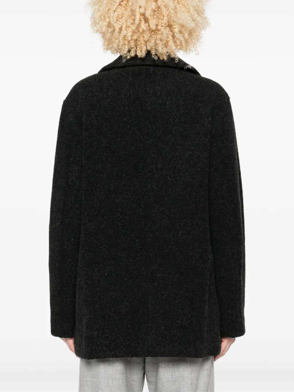 Harris Wharf London Wollen jas met dubbele rij knopen Zwart