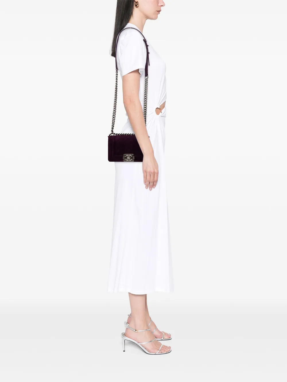 CHANEL Pre-Owned 2013-2014 Small Quilted Velvet Boy Flap crossbody bag | Pre-Owned | Image 2