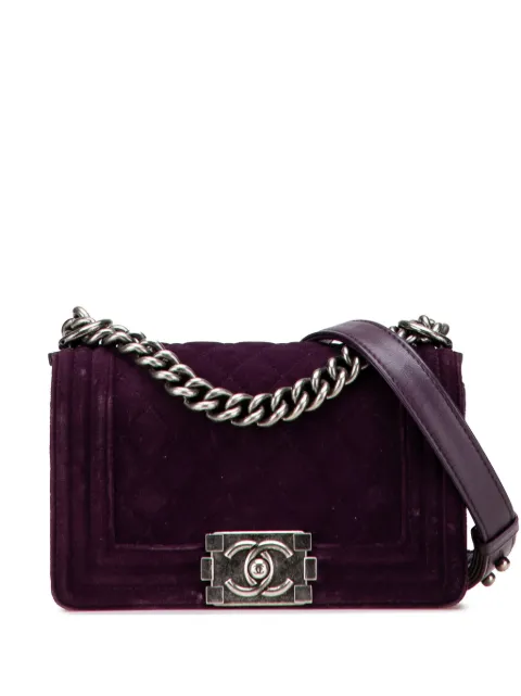 CHANEL Pre-Owned 2013-2014 Small Quilted Velvet Boy Flap crossbody bag