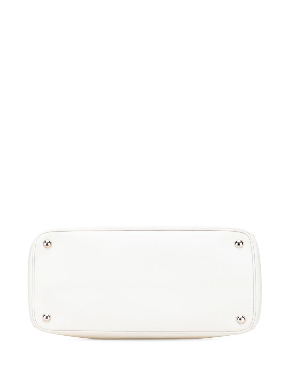 Pre-owned Prada 2000-2025 Saffiano Cuir Turnlock Twin Satchel In White