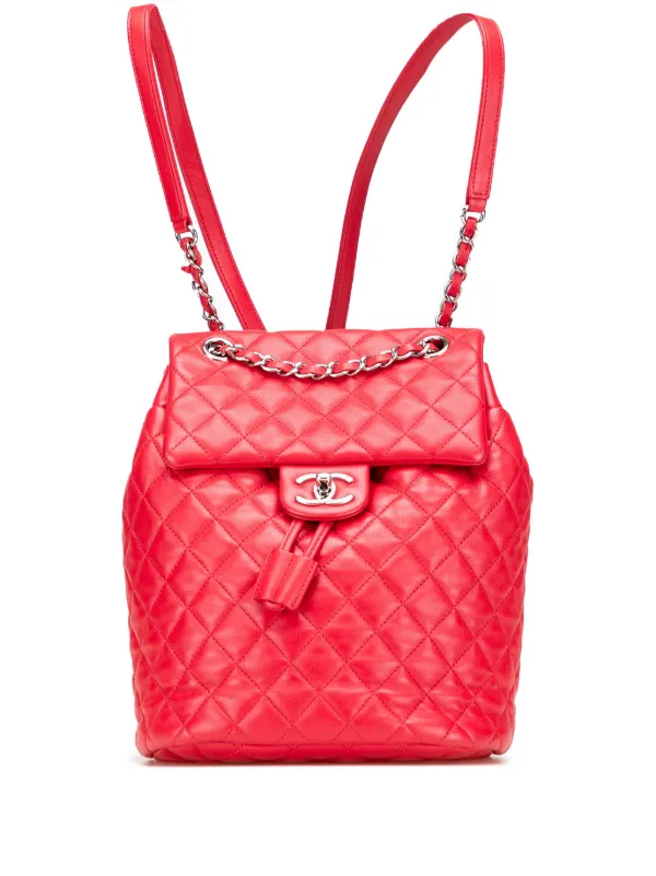 chanel mini urban spirit backpack Quilted Lambskin Red 1703951 lock over drawstring top Chanel Black Quilted Caviar Small