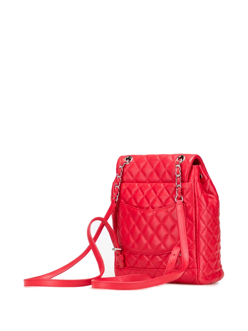 Pre-owned Chanel 2016-2017 Small Lambskin Urban Spirit Backpack In Red