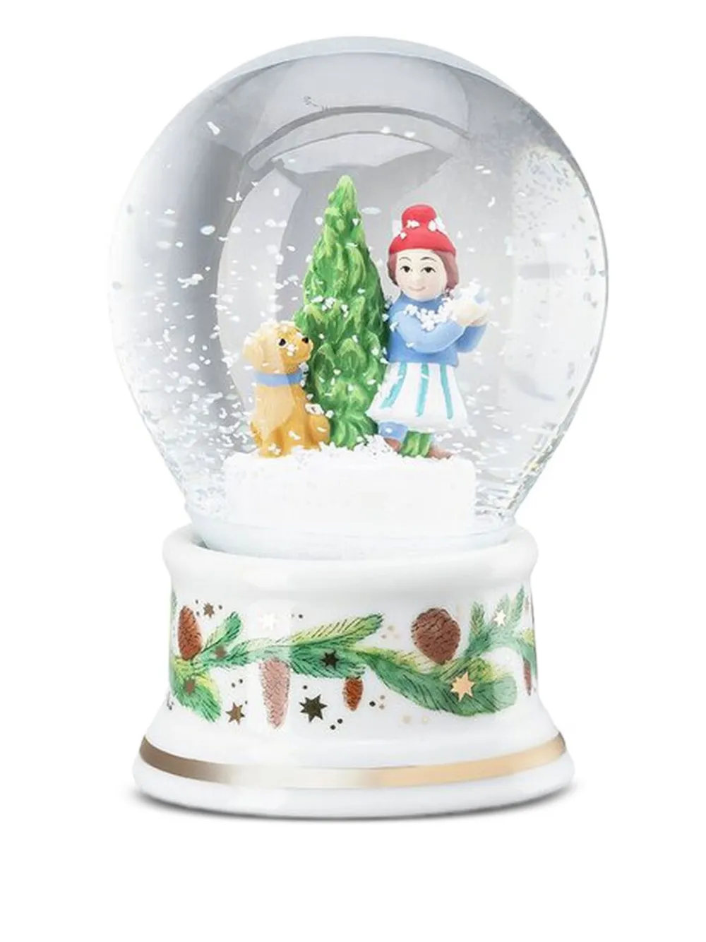HUTSCHENREUTHER girl dog Christmas snow globe | White | Image 1