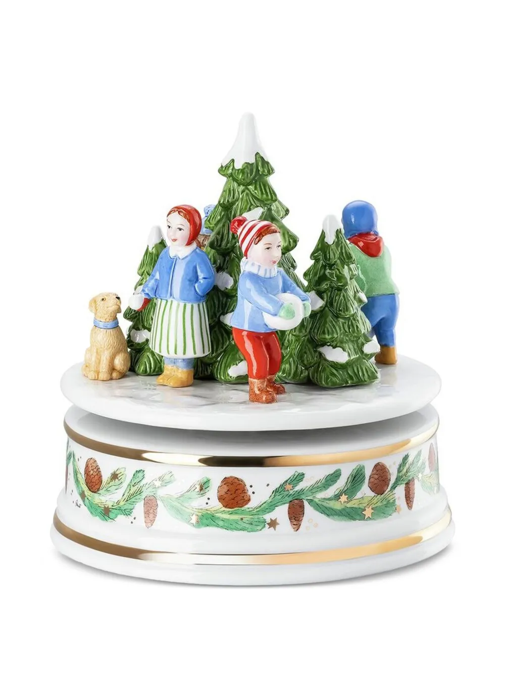 Hutschenreuther Children Snow-scene Musical Box In White