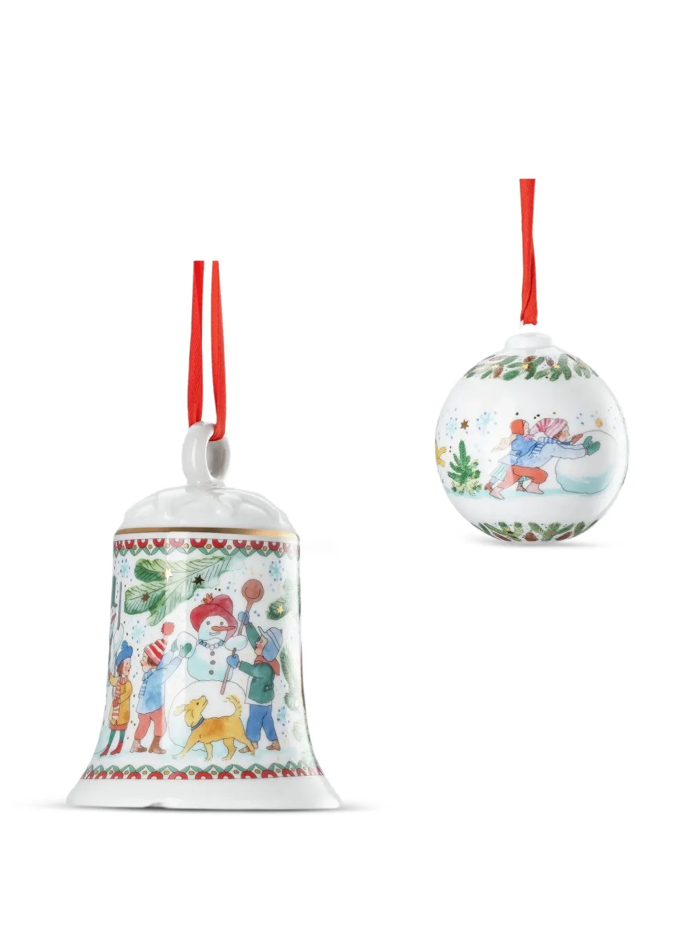 Hutschenreuther Christmas Scene Ornament (set Of Two) In White