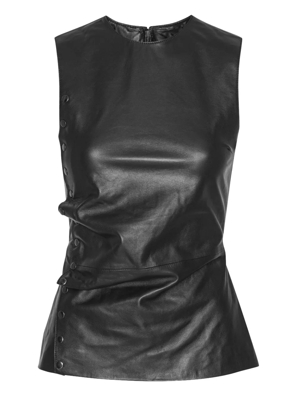 ROTATE BIRGER CHRISTENSEN side-buttoned leather top | Black | Image 1