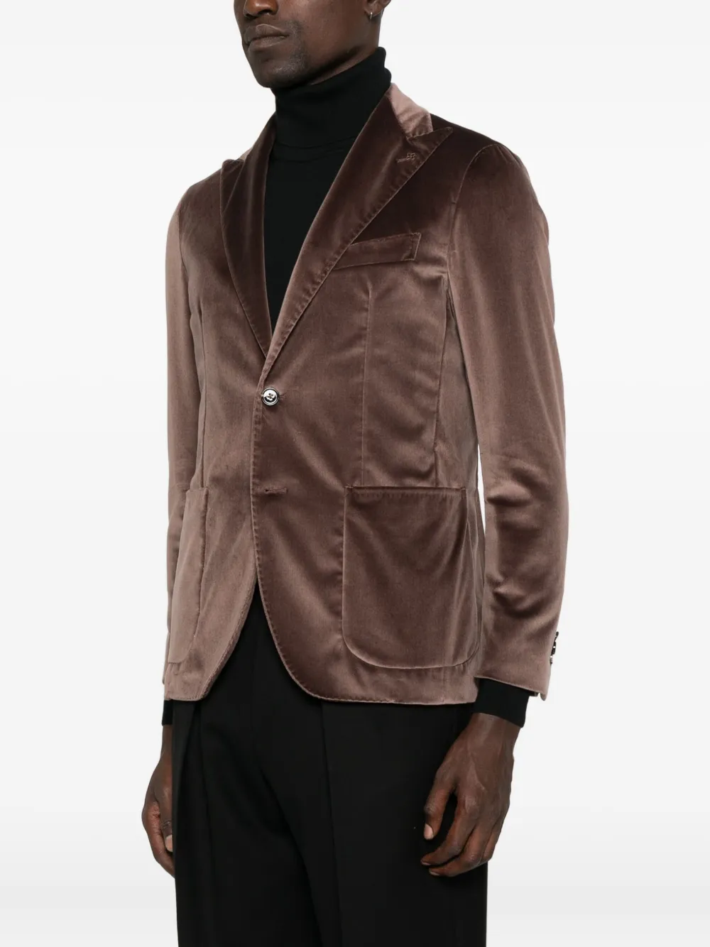 Tagliatore Velvet Patch-pocket Blazer In Brown
