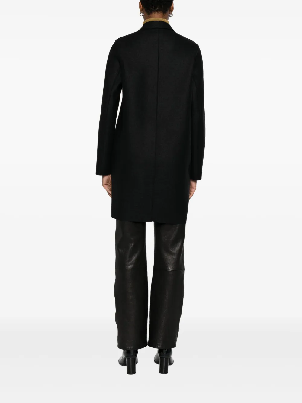 Harris Wharf London Cocoon jas van scheerwol Zwart