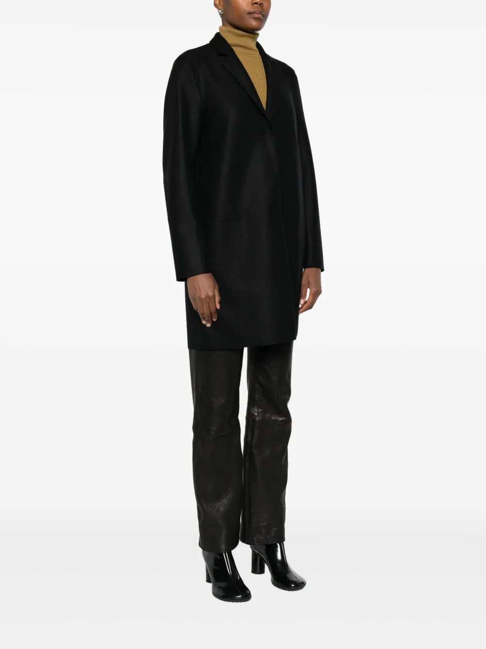 Harris Wharf London Cocoon jas van scheerwol Zwart