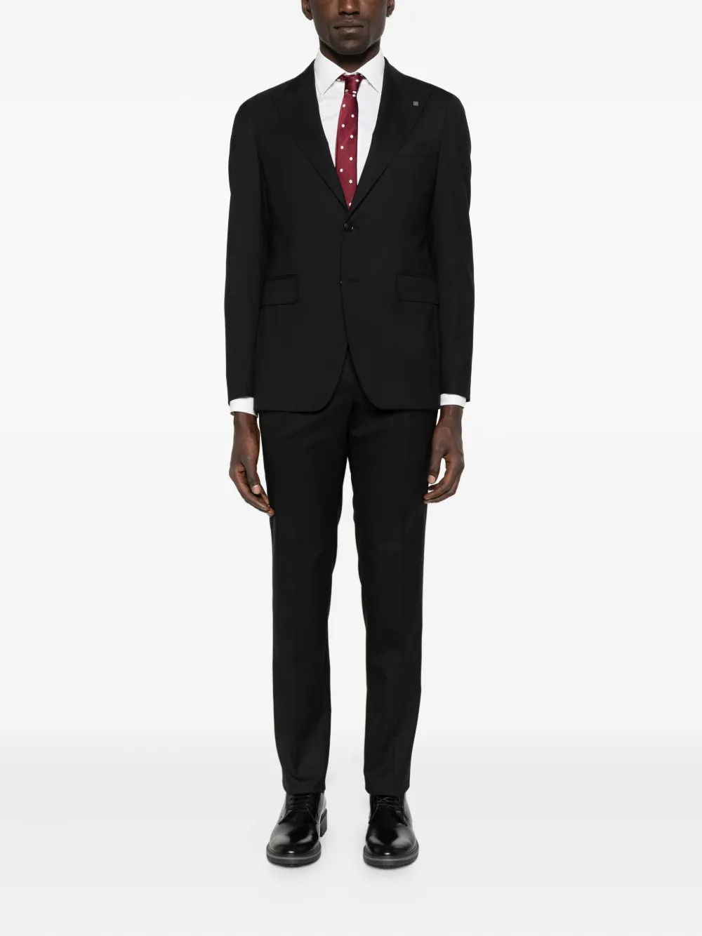 Tagliatore Black Suit In Virgin Wool With Single-breasted Jacket And Trousers In Black
