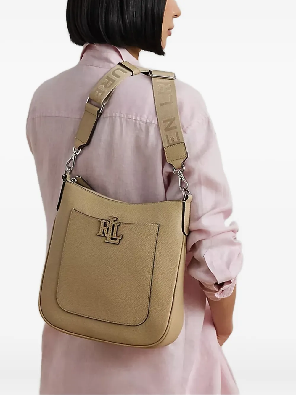 Lauren Ralph Lauren logo-plaque shoulder bag - Beige