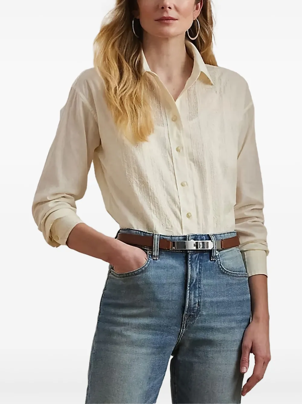 Lauren Ralph Lauren embroidered cotton shirt | Neutrals | Image 1
