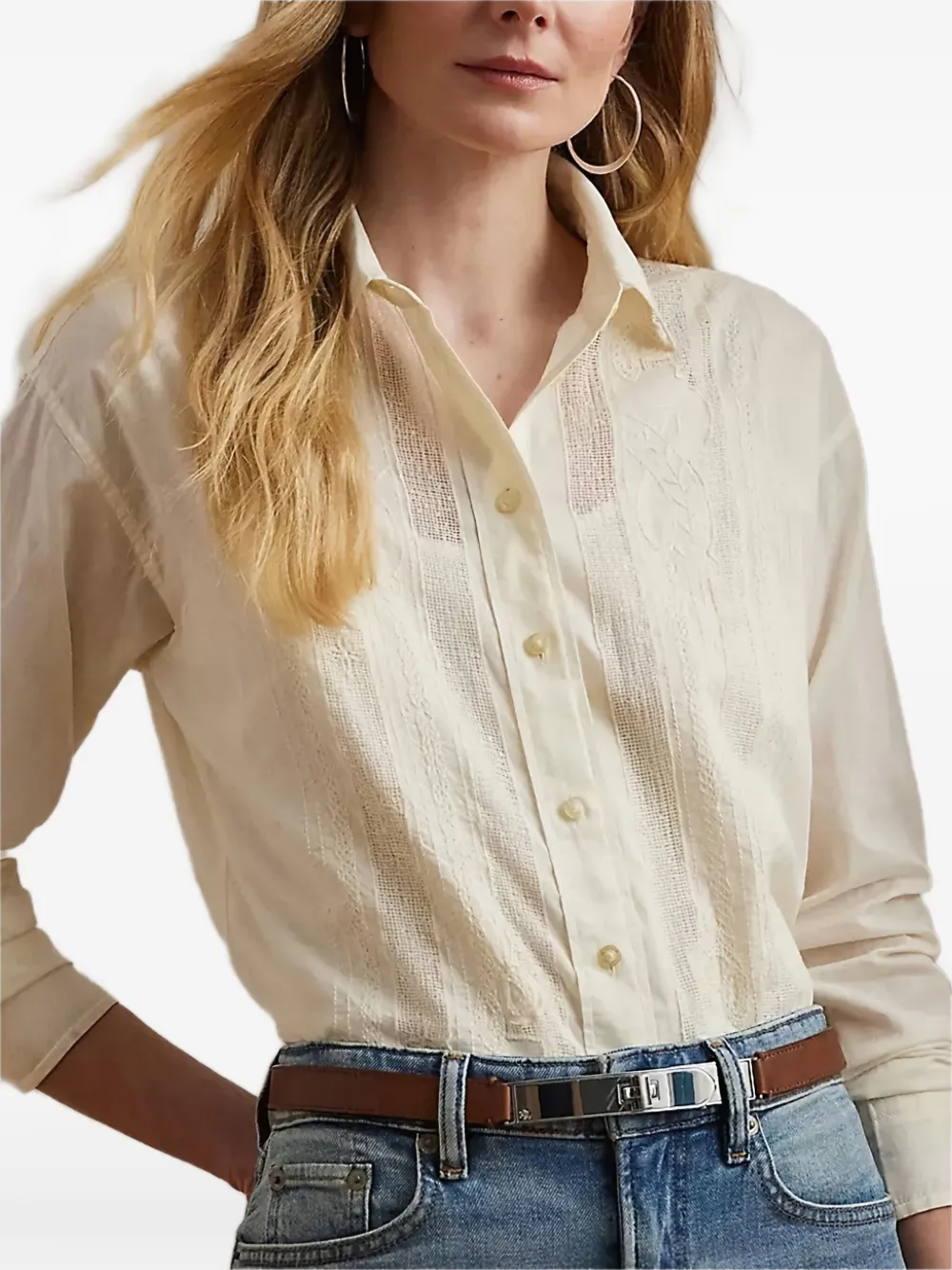 Lauren Ralph Lauren Blouse met borduurwerk Beige