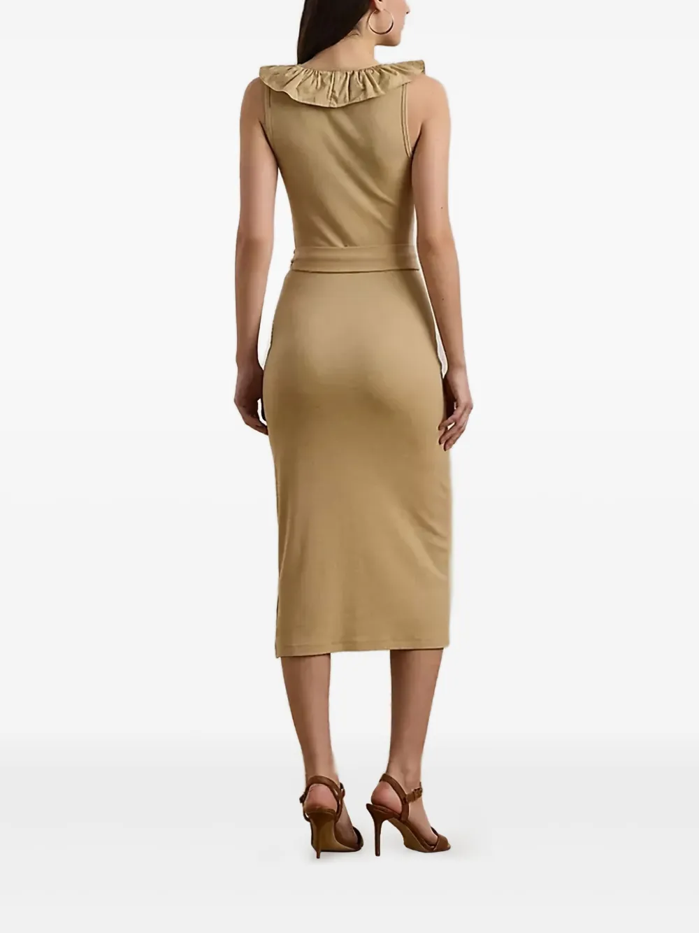 Lauren Ralph Lauren frill-neck dress - NATURAL