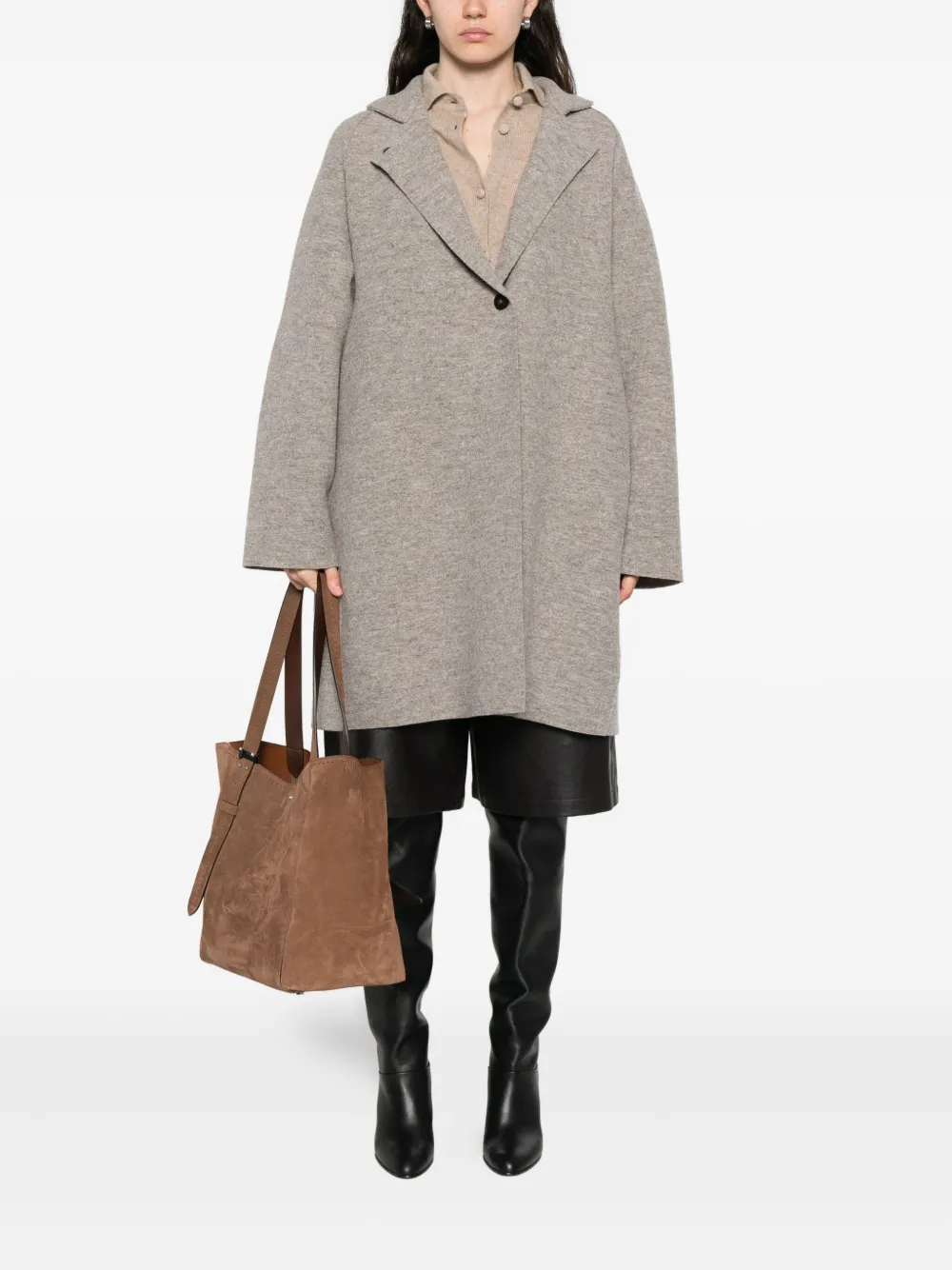 Harris Wharf London single-breasted mélange coat | Single Breasted Coats | Image 2