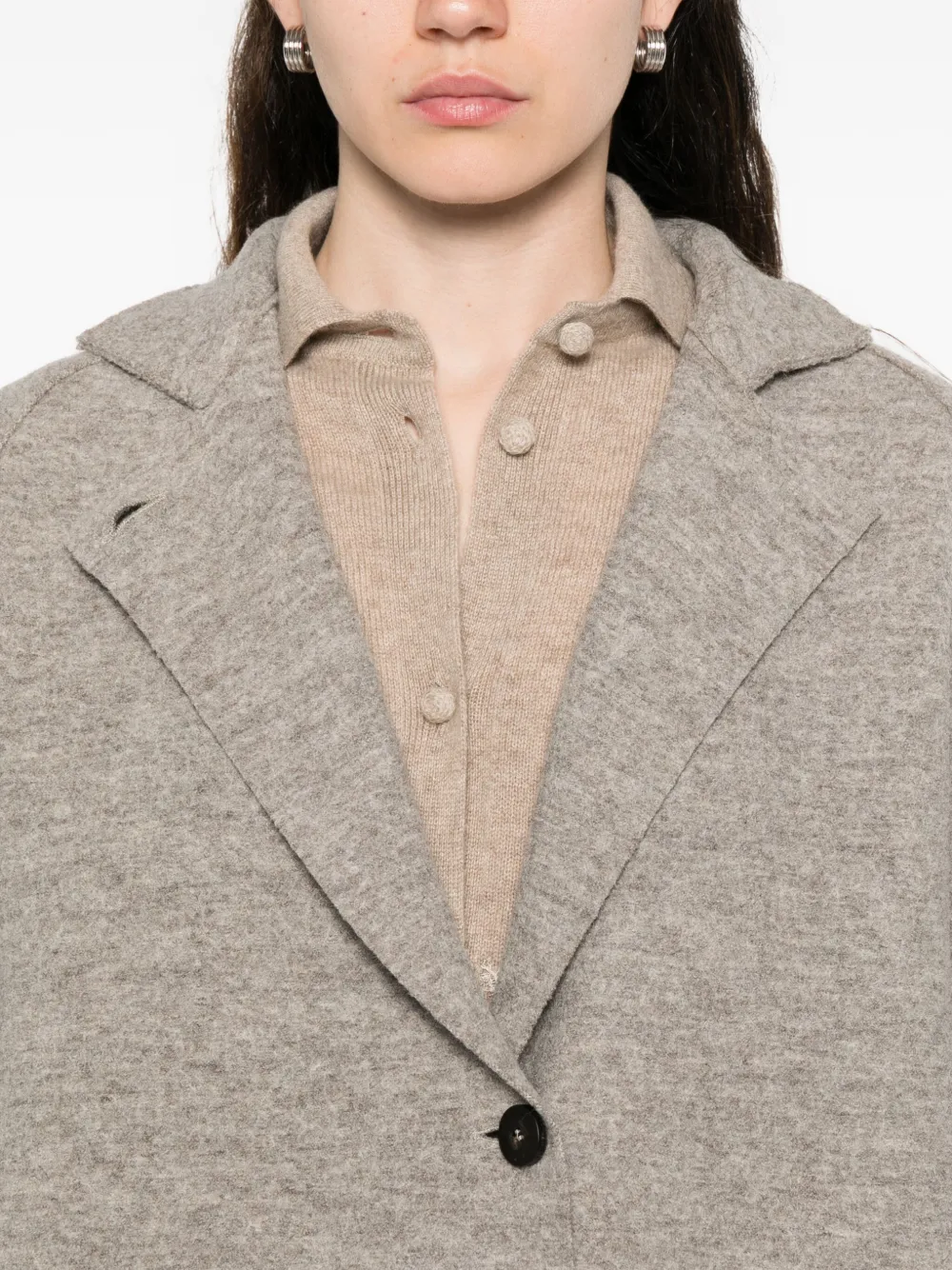 Harris Wharf London Gemêleerde jas met enkele rij knopen Grijs