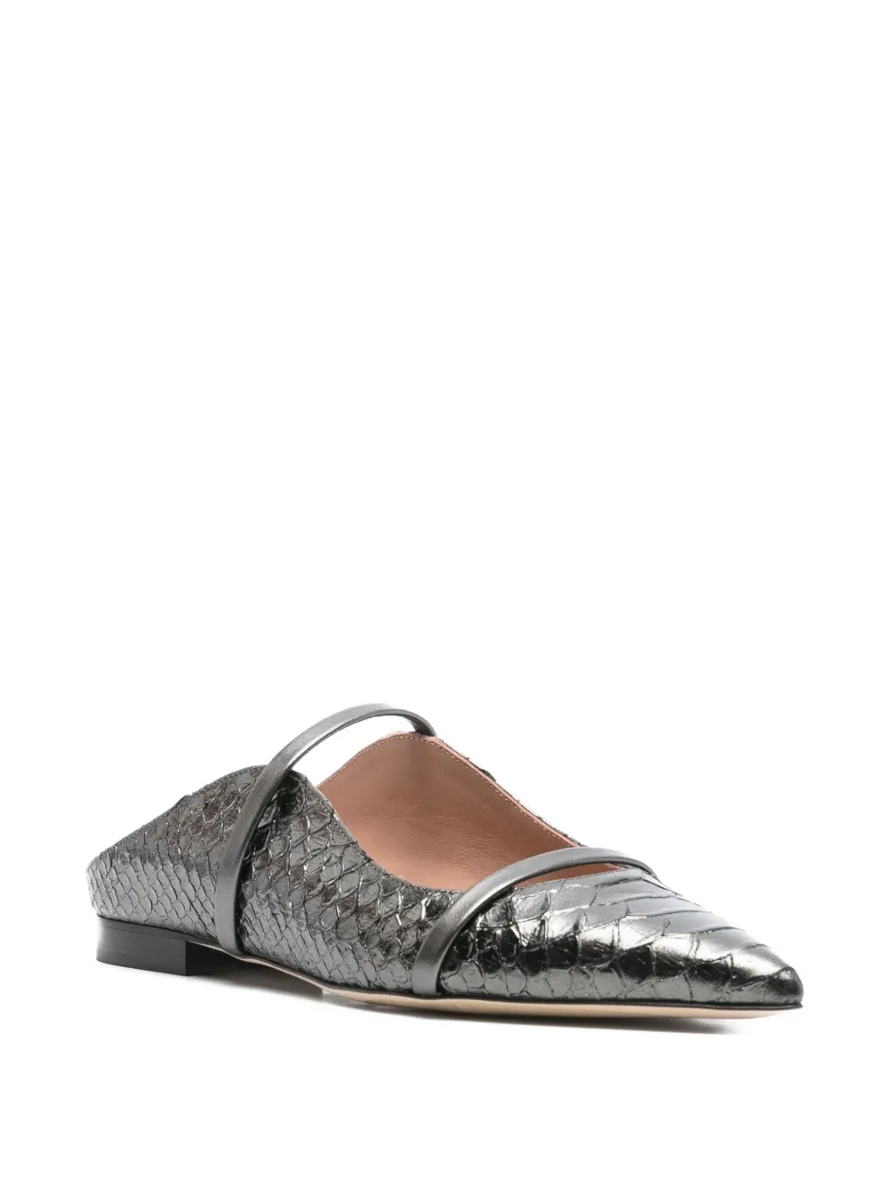 Malone Souliers Leather Pointed-toe Flats In Gray